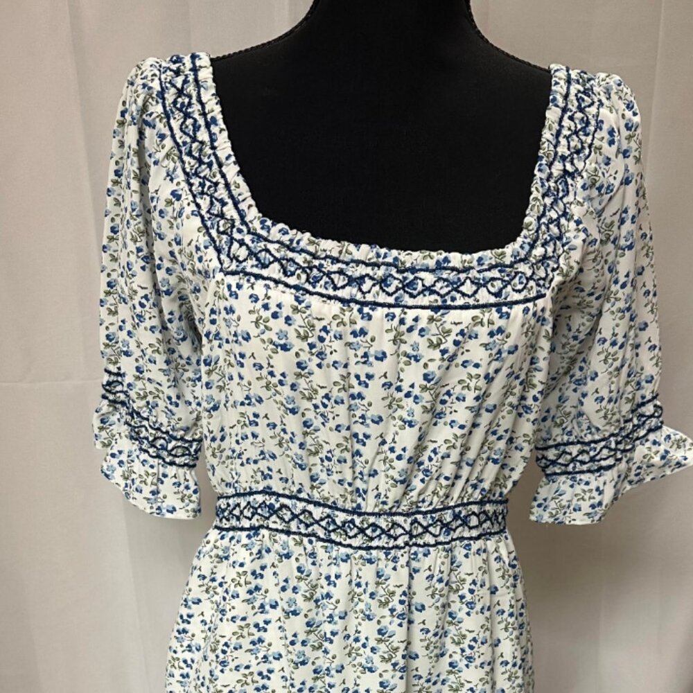 NWT 6/12 Smocked Puff Sleeve Midi Summer Dress - Picture 3 of 5